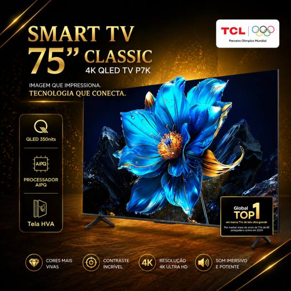 Smart TV TCL 75" 75P7K 4K UHD QLED Google Tv